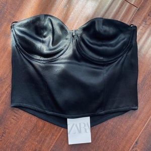 Zara satin black corset top